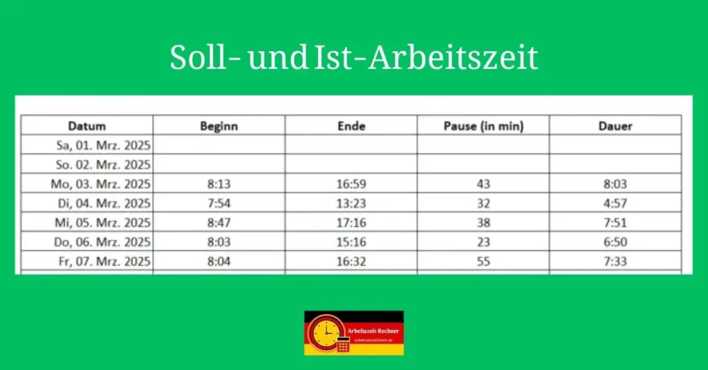 Arbeitszeitrechner Excel 4