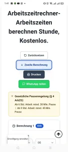 Arbeitszeit-Rechner Screenshot 1, Bild