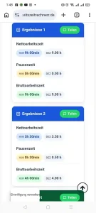 Arbeitszeit Rechner Screenshot 8