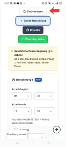 Arbeitszeitrechner Screenshot 2. Bild