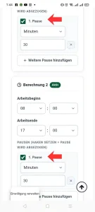 Arbeitszeitrechner Screenshot vier